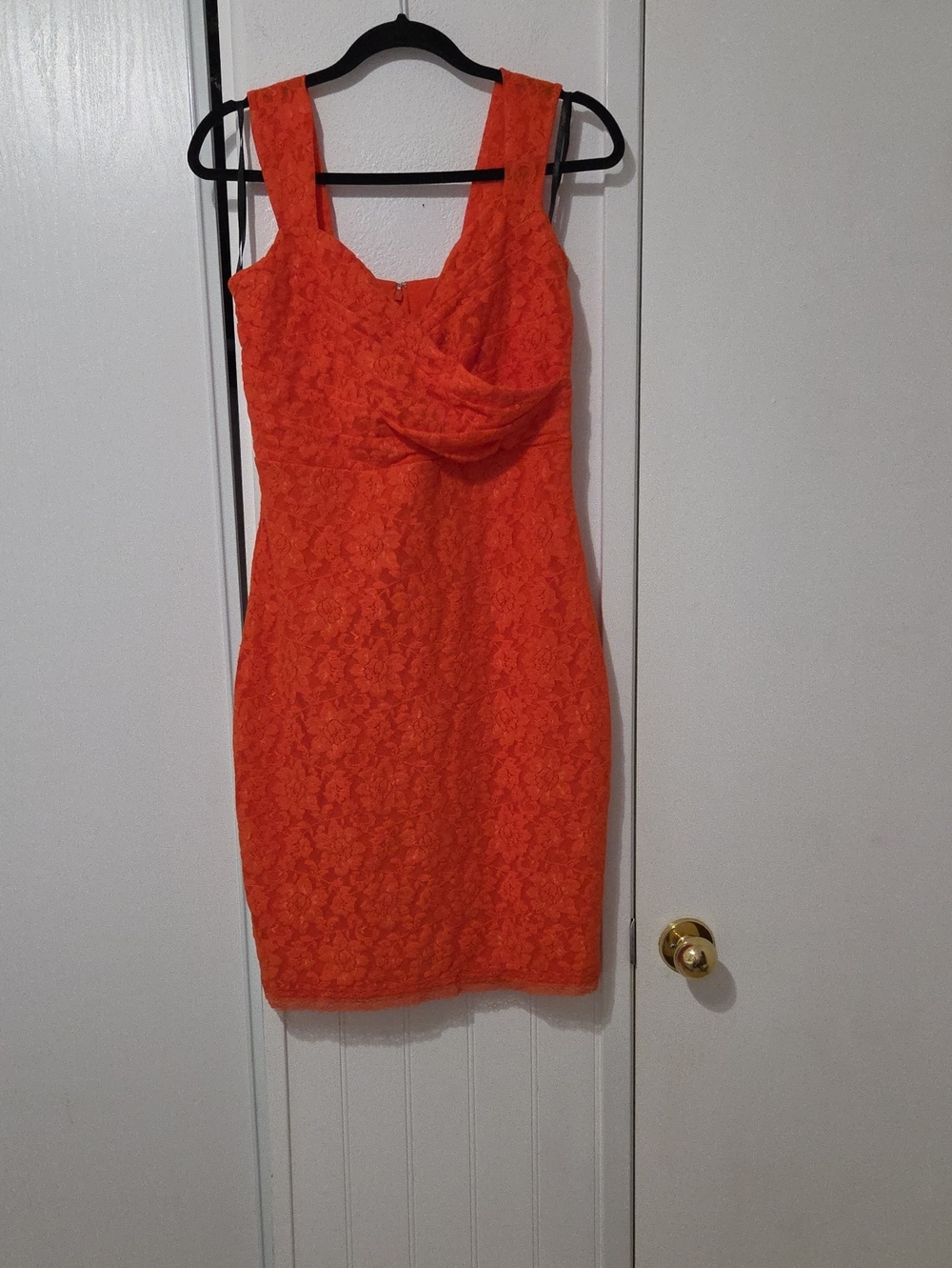 Laundry By Shelli Segal Orange Lace Draped Sheath Dress